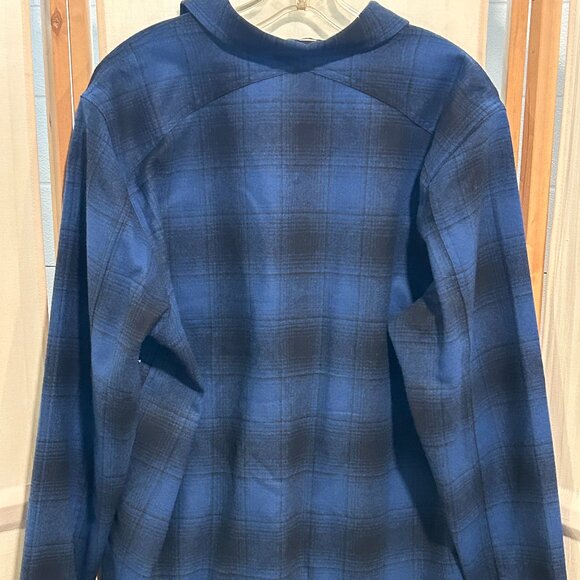 NEW PENDLETON Scout Sz L Blue Black Buffalo Plaid 100% Wool Long Sleeve Shirt - Picture 6 of 7